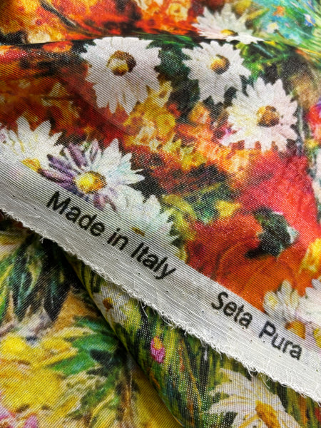 S-9175W DIGITAL MONET-INSPIRED FLORAL PRINT SILK LAME. ITALY