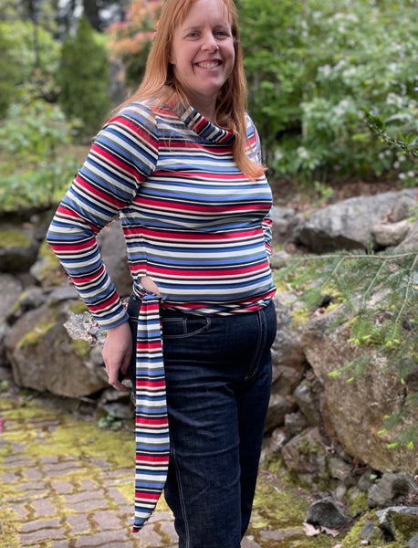 CK-9127W DESIGNER STRIPE PRINT COTTON KNIT. GALLO. ITALY