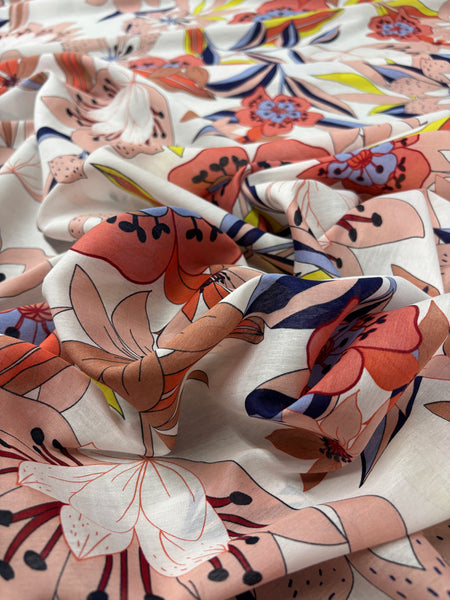 S-9244W FLORAL PRINT SILK COTTON VOILE. ITALY