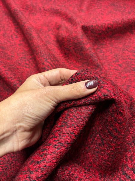 WC-9295W ABSTRCAT DESIGN FLAT JACQUARD TEXTURE REVERSIBLE BOILED WOOL. MADE IN ITALY.