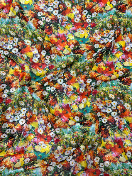 S-9175W DIGITAL MONET-INSPIRED FLORAL PRINT SILK LAME. ITALY