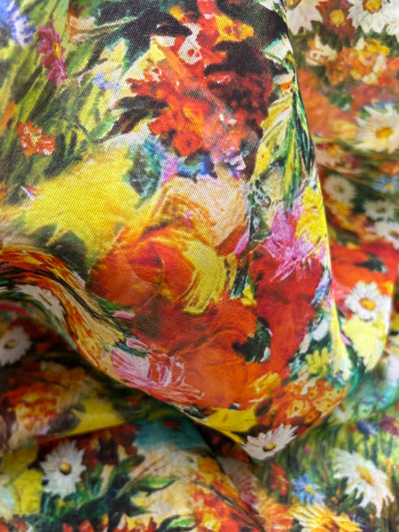 S-9175W DIGITAL MONET-INSPIRED FLORAL PRINT SILK LAME. ITALY