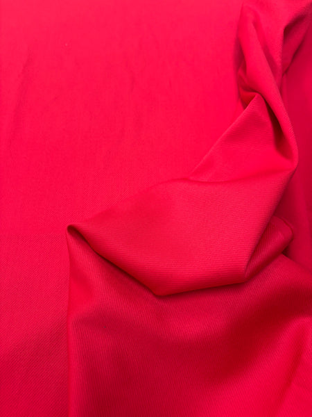 REF-193 RED WOOL SUITING WITH SATIN FINISH. ITALY. A CUT OF 1-3/4 YARD.