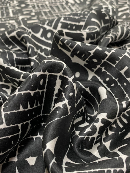 S-7798W LETTER PRINT SILK VISCOSE . ITALY