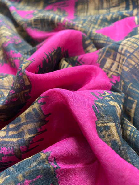 S-7794W DESIGNER SIGNATURE PRINT SILK COTTON VOILE. MANILA GRACE. ITALY