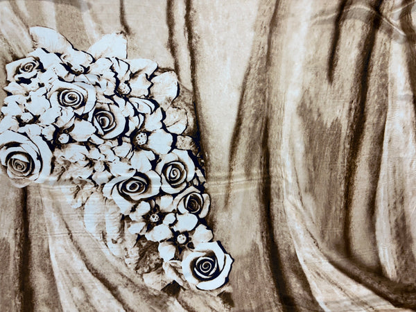 S-9286W DIGITAL FLORAL PRINT SILK CHARMEUSE PANEL. MADE IN ITALY.