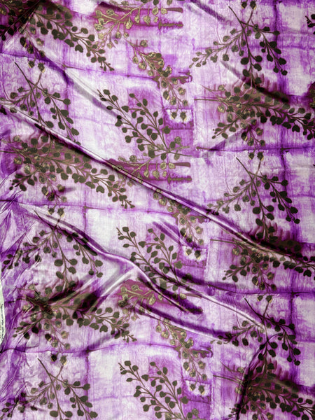 S-9290W BATIK-STYLE VINE PRINT SILK CHARMEUSE. MADE IN ITALY.
