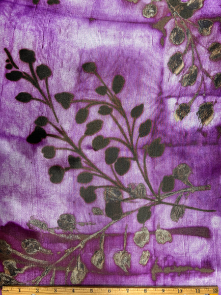 S-9290W BATIK-STYLE VINE PRINT SILK CHARMEUSE. MADE IN ITALY.