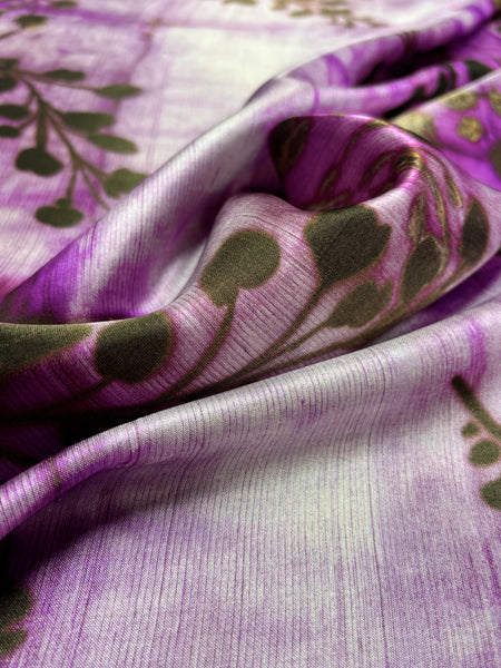 S-9290W BATIK-STYLE VINE PRINT SILK CHARMEUSE. MADE IN ITALY.