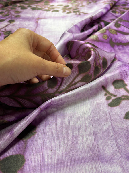 S-9290W BATIK-STYLE VINE PRINT SILK CHARMEUSE. MADE IN ITALY.