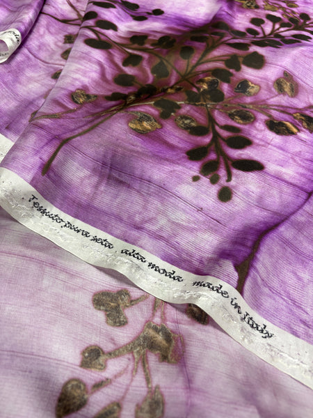 S-9290W BATIK-STYLE VINE PRINT SILK CHARMEUSE. MADE IN ITALY.