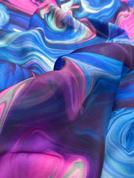 S-9291W COTTON CANDY FANTASY PRINT SILK CHIFFON. MADE IN ITALY.