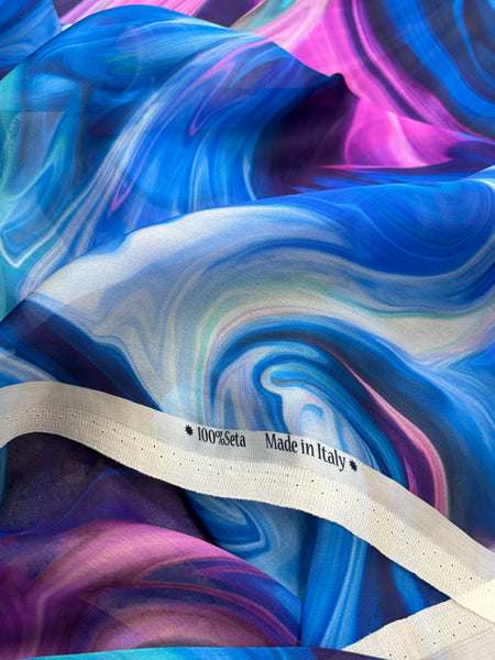 S-9291W COTTON CANDY FANTASY PRINT SILK CHIFFON. MADE IN ITALY.