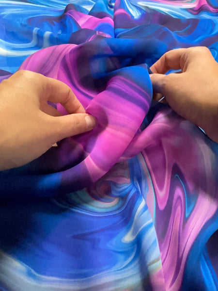 S-9291W COTTON CANDY FANTASY PRINT SILK CHIFFON. MADE IN ITALY.