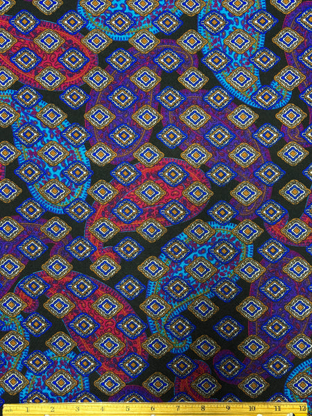 WC-9296W-A DIGITAL PAISLEY MEDLALION PRINT WOOL CHALLIS. MADE IN ITALY.