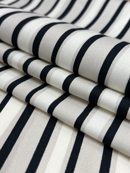 REF-171  STRIPED PRINT STRETCH COTTON TWILL. ITALY. A CUT OF 1-1/8 YARD