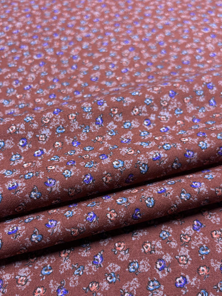WC-9154W LIBERTY FLORAL PRINT WOOL SILK CHALLIS FLANNEL. ITALY