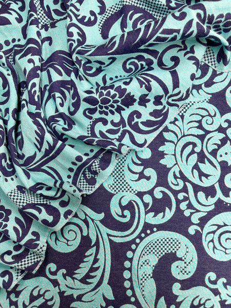 REF-190 REVERSIBLE WOOL BLEND JACQAURD. FRANCE. A CUT OF 1-5/3 YARDS.