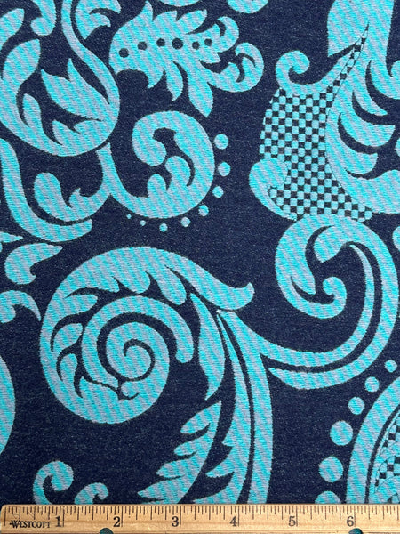 REF-190 REVERSIBLE WOOL BLEND JACQAURD. FRANCE. A CUT OF 1-5/3 YARDS.
