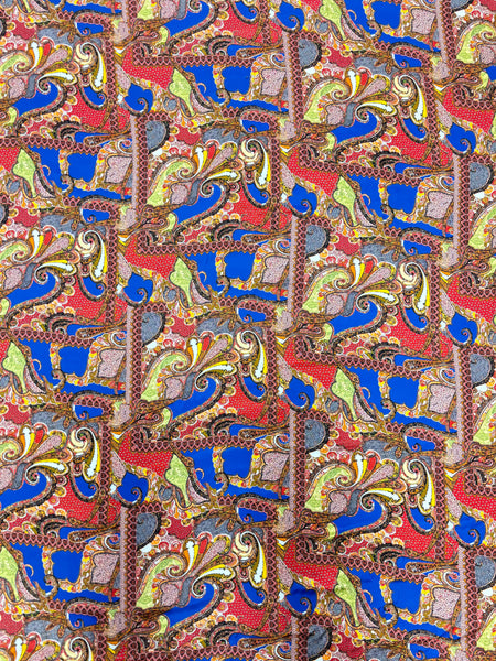 REF-189 PAISLEY PRINT VISCOSE SATIN BACK. ITALY. A CUT OF 3 YARDS