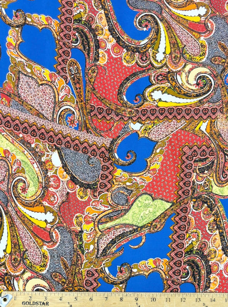 REF-189 PAISLEY PRINT VISCOSE SATIN BACK. ITALY. A CUT OF 3 YARDS