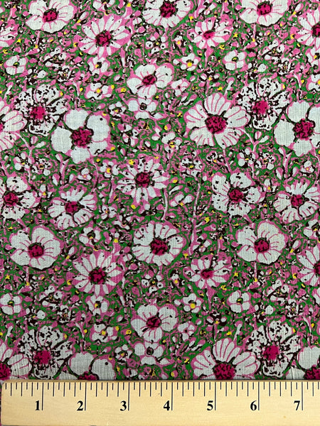REF-156 FLOWER PRINT SILK CHIFFON CREPON. ITALY. A CUT OF 1-1/4 YARDS.