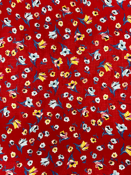 REF-149 FLOWER PRINT SILK CREPE. ITALY. A CUT OF 7/8 YARD.