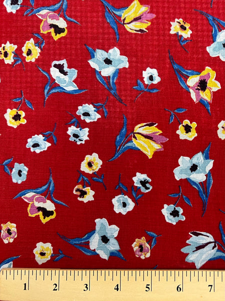REF-149 FLOWER PRINT SILK CREPE. ITALY. A CUT OF 7/8 YARD.