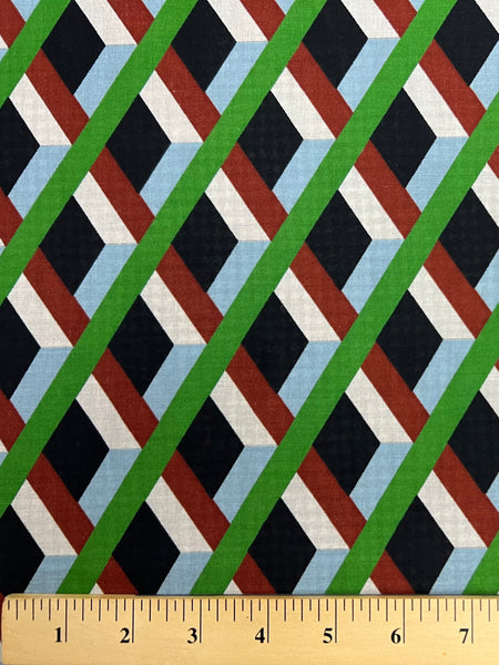 REF-147 GEO PRINT COTTON LAWN J.CREW. ITALY. A CUT OF 1-1/8 YARDS.