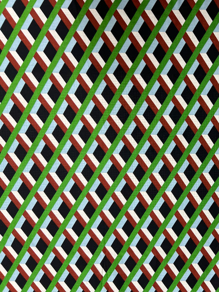 REF-147 GEO PRINT COTTON LAWN J.CREW. ITALY. A CUT OF 1-1/8 YARDS.