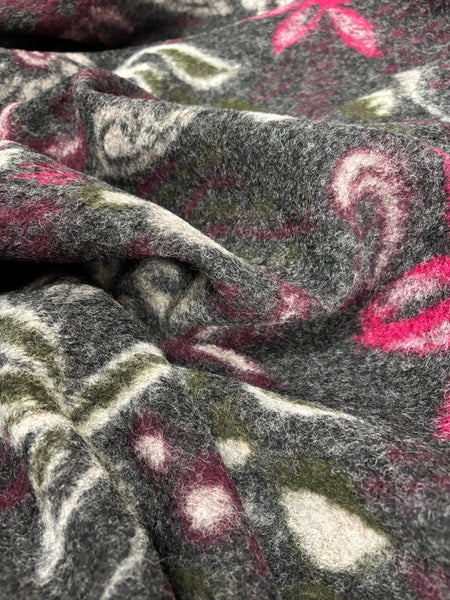 WC-9293W DIGITAL FLORAL PRINT BOILED WOOL. MADE IN ITALY.