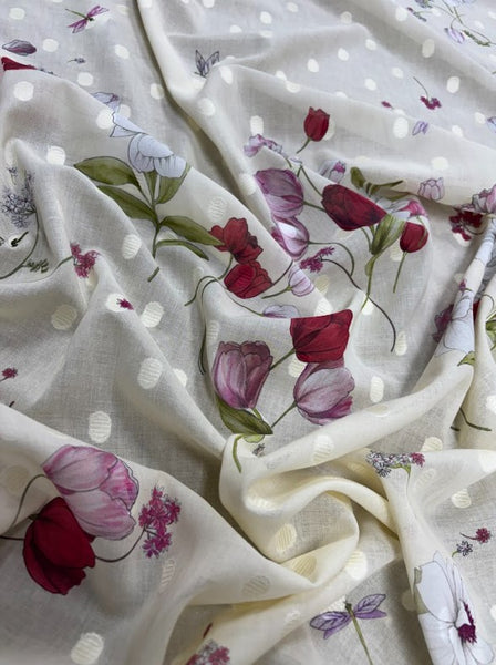 CP-9176W BOTANICAL PRINT COTTON VOILE FIL COUPE. ITALY
