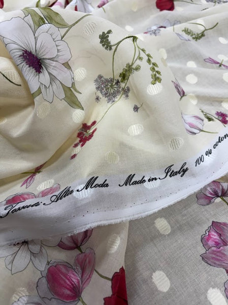 CP-9176W BOTANICAL PRINT COTTON VOILE FIL COUPE. ITALY