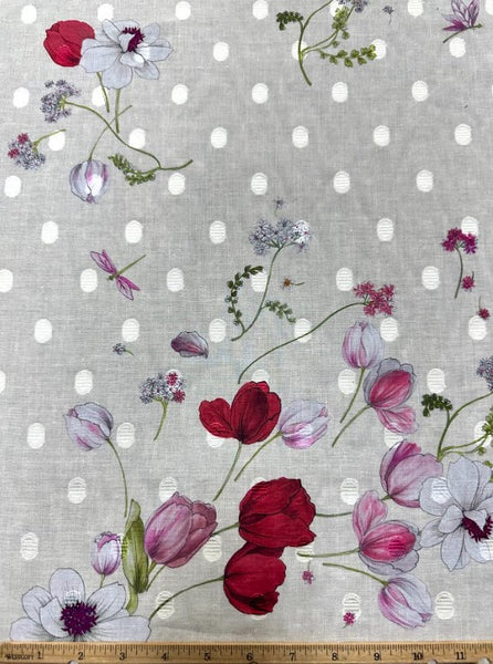 CP-9176W BOTANICAL PRINT COTTON VOILE FIL COUPE. ITALY