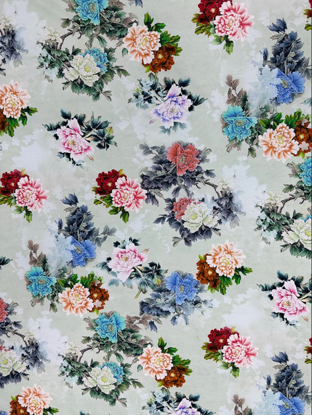 CT-9198W PEONY PRINT COTTON DENIM.ITALY