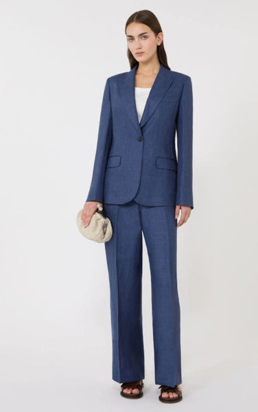 LI-9215W-B ROYAL BLUE LINEN COTTON POPLIN. ITALY.