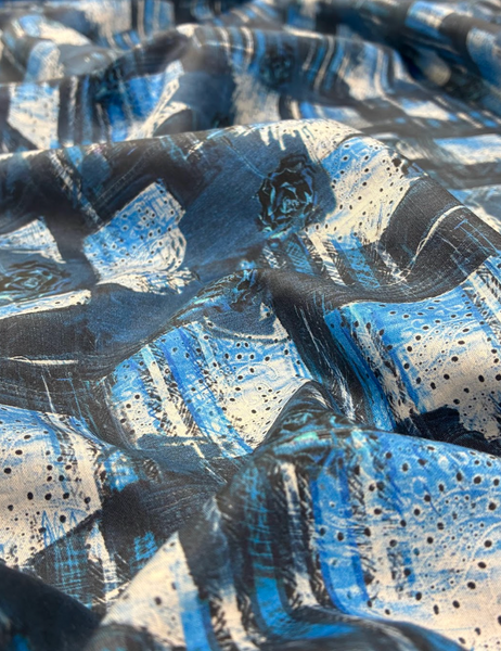 CP-9226W EYELET LOOK ABSTRACT PRINT COTTON POPLIN . ITALY