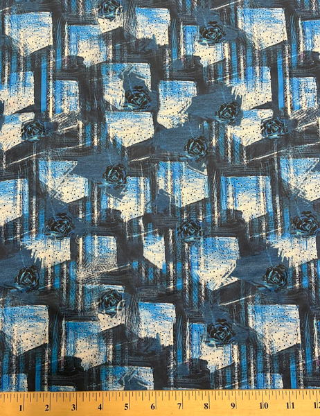CP-9226W EYELET LOOK ABSTRACT PRINT COTTON POPLIN . ITALY