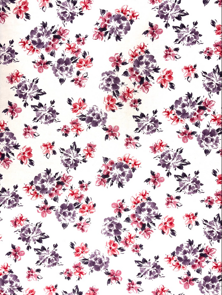 S-9248W WATERCOLOR FLOWER PRINT SILK COTTON VOILE. ITALY