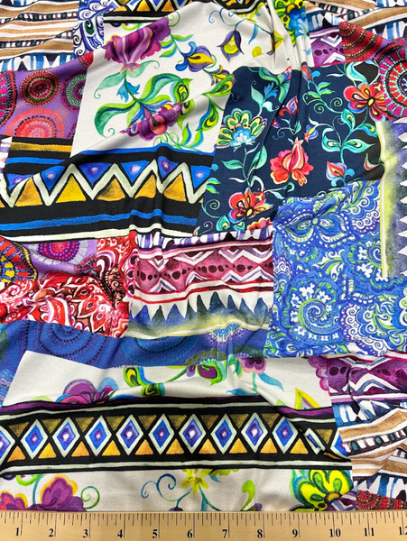 RVK-9260W- A PATCHWORK PRINT VISCOSE JERSEY KNIT. ITALY