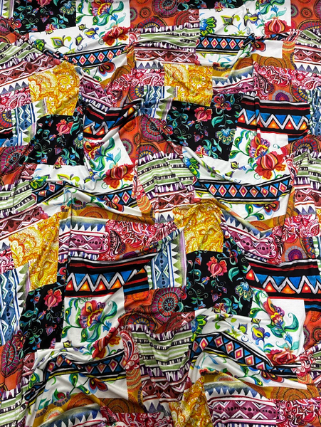 RVK-9260W- B PATCHWORK PRINT VISCOSE JERSEY KNIT. ITALY