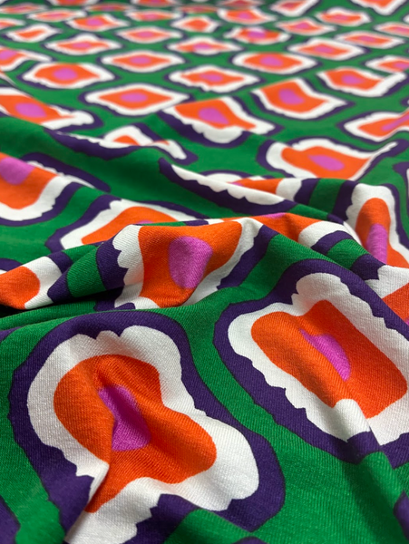 RVK-9264W  LILLY PULITZER-INSPIRED OUTLINE PRINT VISCOSE JERSEY KNIT. ITALY
