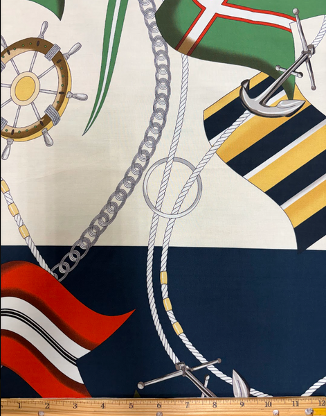 REF-205 SAILOR PRINT COTTON POPLIN. ITALY. A CUT OF 7/8 YARD.