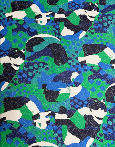 REF-206 CAT PRINT COTTON DENIM. ITALY. A CUT OF 1 YARD.