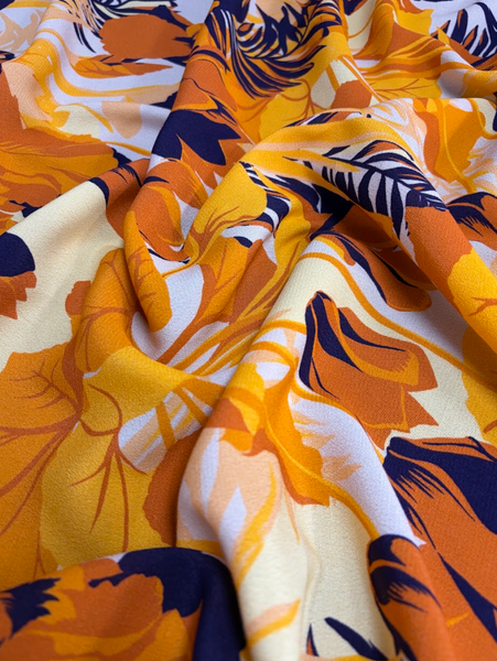 REF-196 FLORAL PRINT VISCOSE CREPE. ITALY. A CUT OF 1-1/4 YARDS.