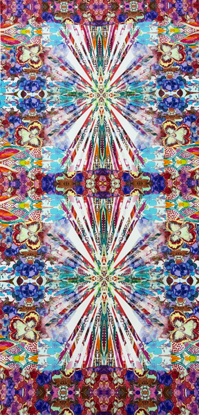 REF-200 KALEIDOSCOPE PRINT FINE NEOPRENE DOUBLE KNIT PANEL. ITALY. A PANEL OF 3/4 YARD - 1 PANEL
