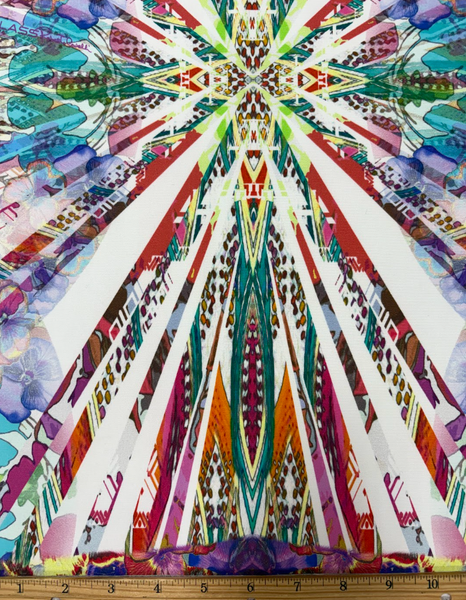 REF-200 KALEIDOSCOPE PRINT FINE NEOPRENE DOUBLE KNIT PANEL. ITALY. A PANEL OF 3/4 YARD - 1 PANEL