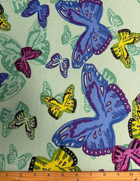 REF-201 BUTTERFLY PRINT VISCOSE KNIT. ITALY. A CUT OF 1-5/8 YARDS
