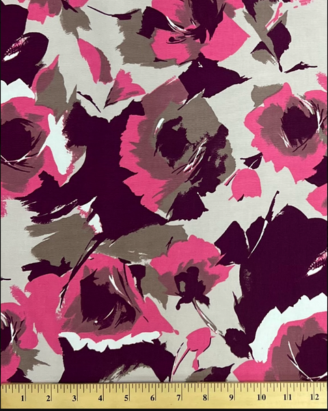 CP-9267W-A DESIGNER SIGNATURE ABSTRACT FLORAL PRINT FINE TEXTURE COTTON. EMANUEL UNGARO. ITALY