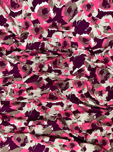 CP-9267W-A DESIGNER SIGNATURE ABSTRACT FLORAL PRINT FINE TEXTURE COTTON. EMANUEL UNGARO. ITALY